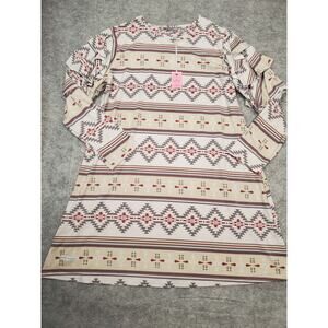 NWT Simply Southern Women's XXL Ruffle Sleeve A-Line Aztec Print Dress